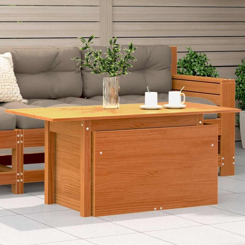 foto del prodotto tavolo da giardino marrone cera 100x50x75cm legno massello pino