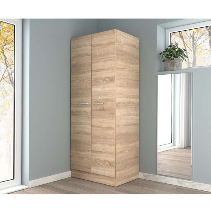 foto del prodotto armadio natural wood doppia anta in legno naturale 71x51.5x181 cm