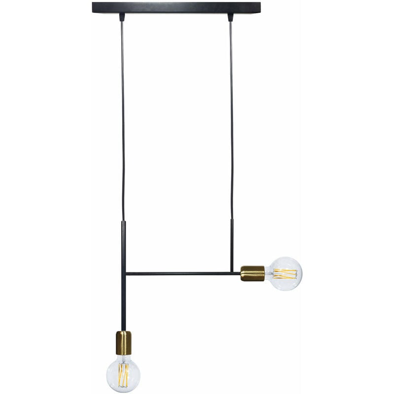 foto del prodotto sospensione 2xe27 montatura verniciata nero oro satinato e energy elvira