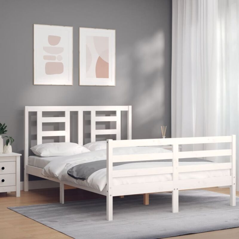 foto del prodotto vidaxl giroletto con testiera bianco 120x200 cm in legno massello