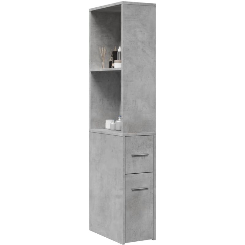 foto del prodotto armadietto da bagno stretto con ruote grigio cemento truciolato vidaxl