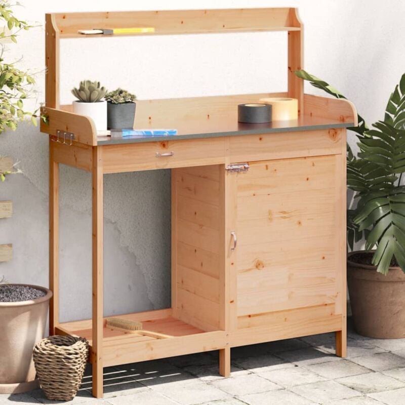 foto del prodotto vidaxl tavolo invaso mobile marrone 110,5x45x124,5cm massello abete