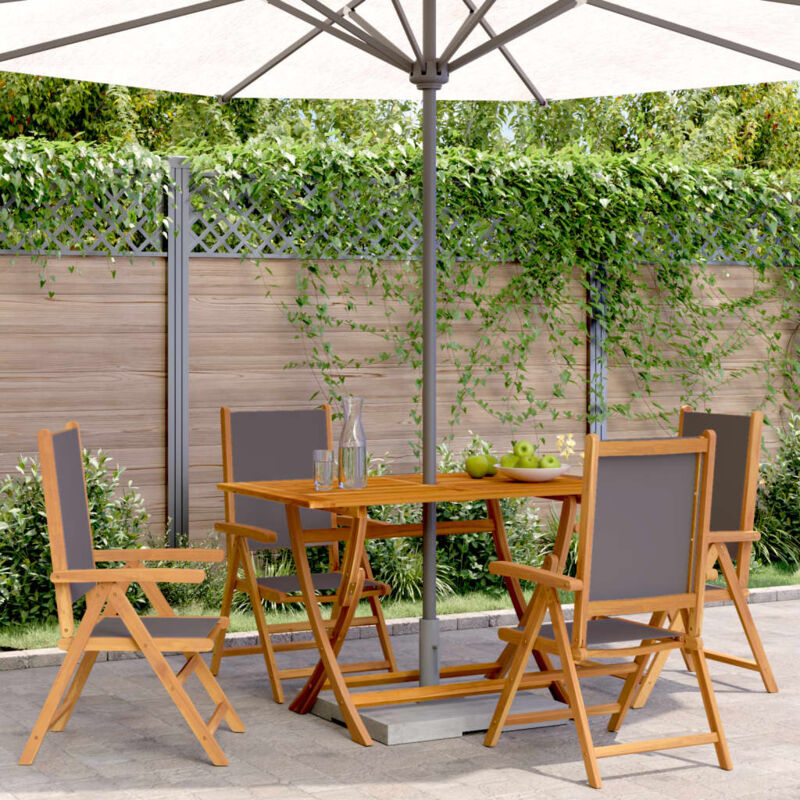 foto del prodotto vidaxl sedie giardino reclinabili 4pz antracite tessuto legno massello
