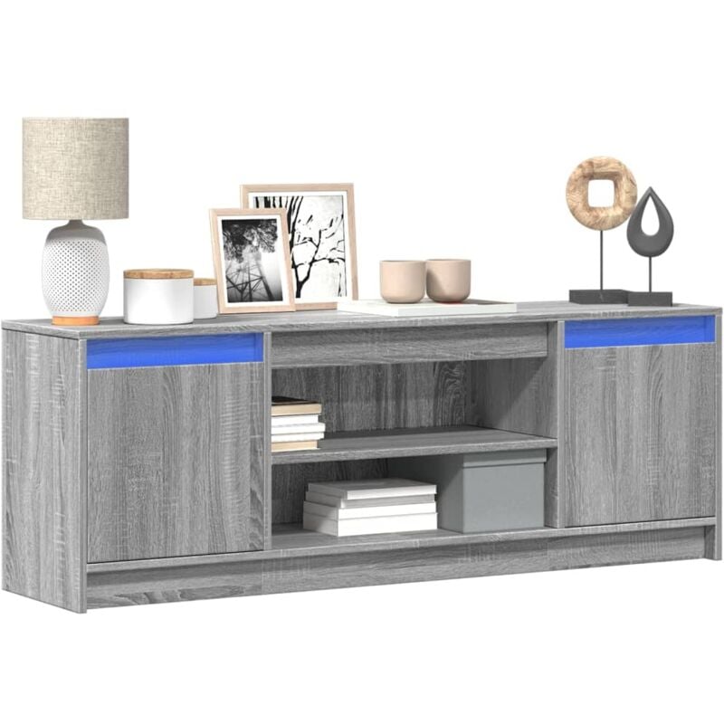 foto del prodotto vidaxl mobile porta tv con led grigio sonoma 139,5x34x50 cm truciolato
