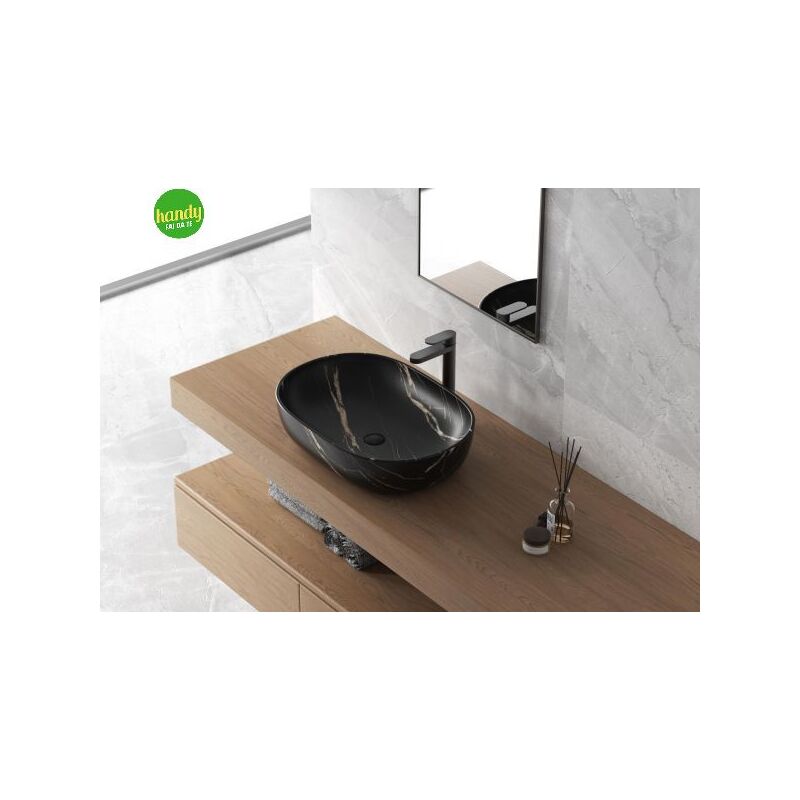 foto del prodotto lavabo d appoggio feridras 60x41cm marmo nero