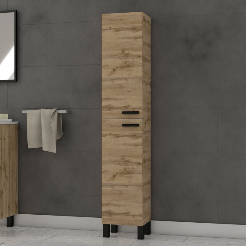 foto del prodotto colonna bagno 30x160x25 cm finitura rovere industriale petra