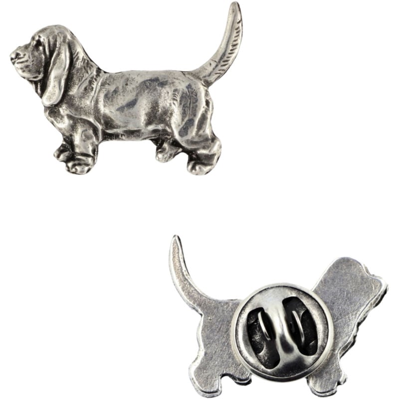 foto del prodotto basset hound i spilla a forma di cane argentata, spilla elegante, decorazione per bavero di art dog