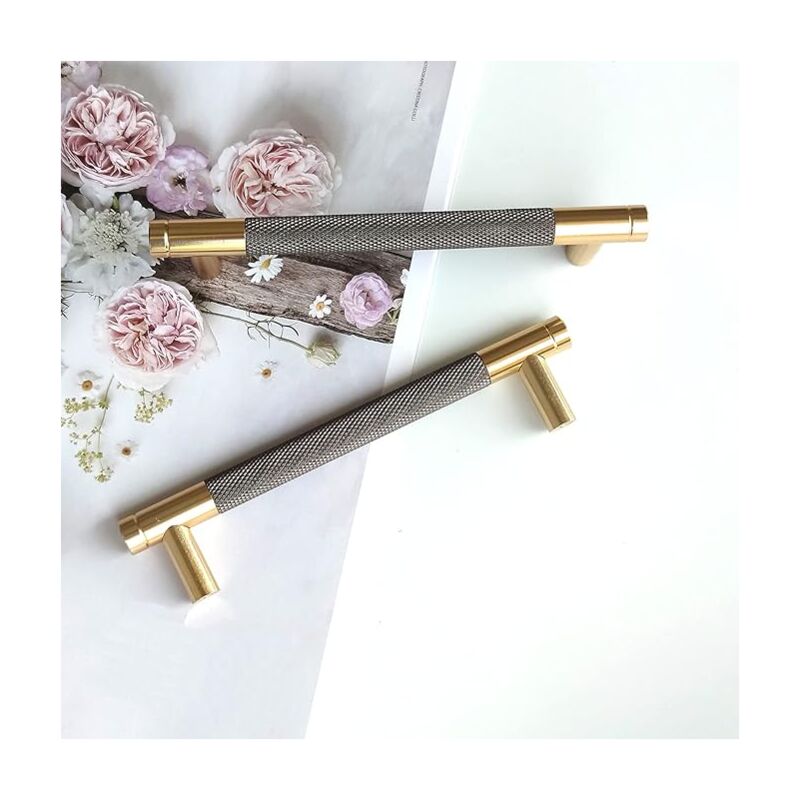 foto del prodotto bebusingoto confezione da 10 maniglie per armadietti dorate moderne, spaziatura fori 128 mm, maniglie per ante da cucina, maniglie vintage per