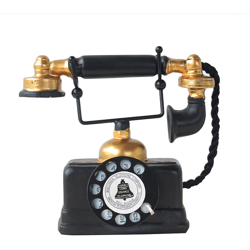 foto del prodotto bebusingoto grande modello di telefono decorativo retr creativo vintage telefono rotante decorazione statua artista antico telefono figurina