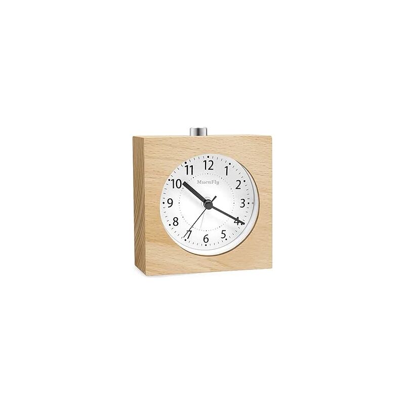 foto del prodotto fortuneville sveglia analogica senza ticchettio, legno con sveglia a ripetizione, sveglia alimentata a batteria senza radiazioni, orologio da