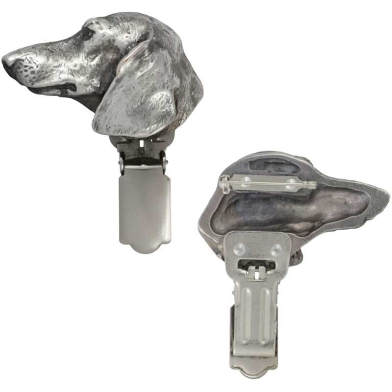 foto del prodotto bassotto a pelo corto spilla con clip, porta numero di partenza, regalo per esposizione canina di art dog