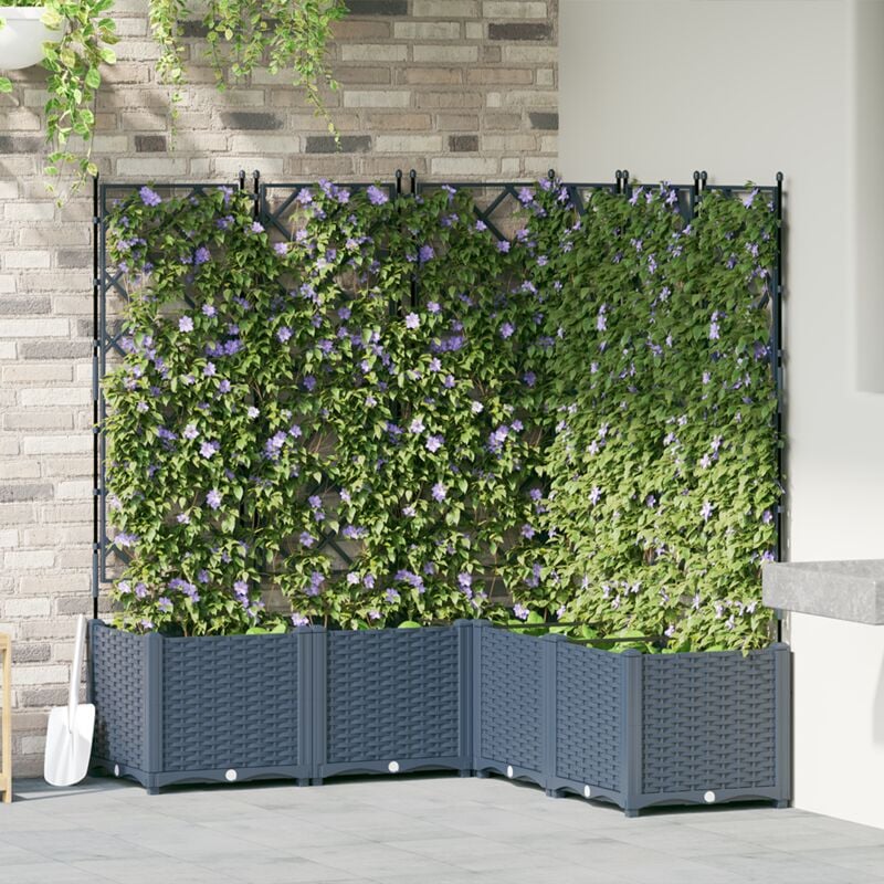 foto del prodotto vidaxl vaso da giardino con traliccio 5 pz grigio 120x120x143 cm