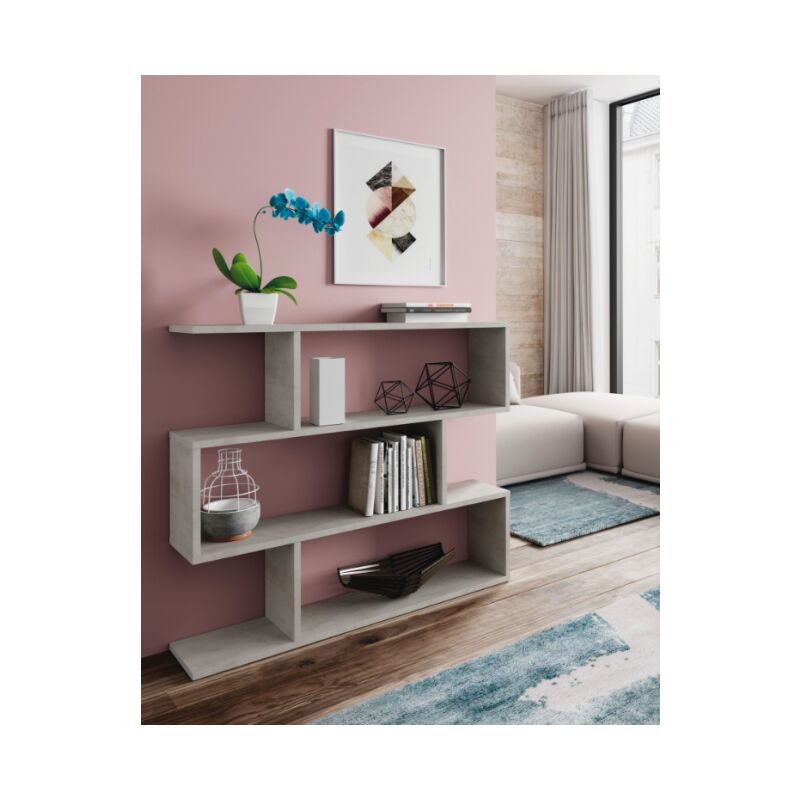 foto del prodotto libreria 110x25x97 cm cemento con tre ripiani argentera