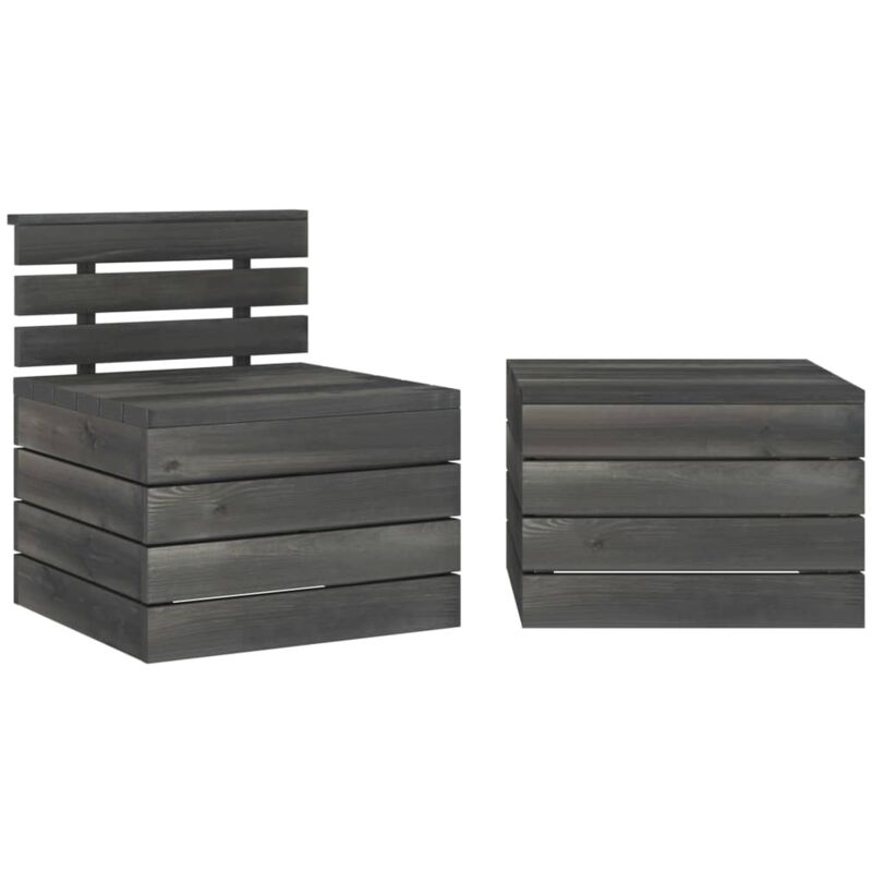 foto del prodotto mobili da giardino mobili da esterno set di mobili su pallet 2 pezzi in legno di pino massiccio grigio scuro