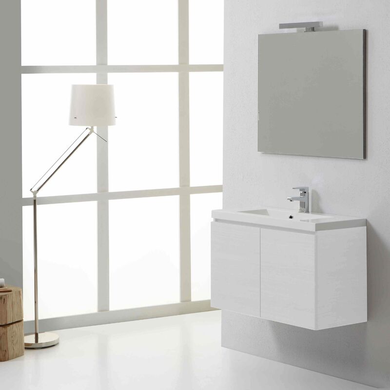 foto del prodotto kiamami valentina mobile bagno moderno manhattan 80 cm con ante bianco foresta