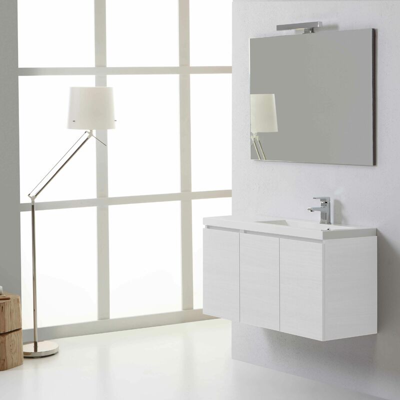 foto del prodotto kiamami valentina mobile per bagno moderno tre ante destro 90 cm bianco foresta manhattan