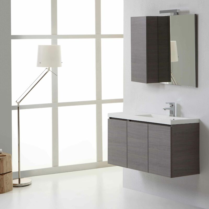 foto del prodotto kiamami valentina mobile bagno manhattan 90 cm destro con ante, specchio e pensile