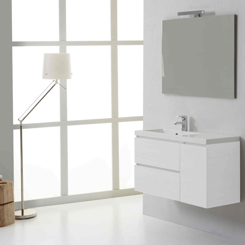 foto del prodotto kiamami valentina mobile bagno moderno 90 cm con cassetti manhattan bianco