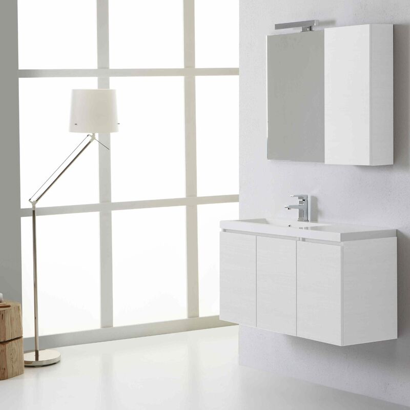 foto del prodotto kiamami valentina mobile bagno sospeso 90 cm con pensile e specchio serie manhattan