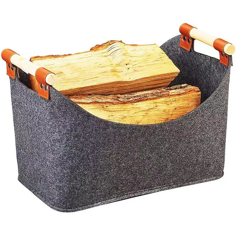 foto del prodotto bebusingoto cesto porta legna, grande cesto porta legna in feltro con 2 manici, cesto porta legna pieghevole, borsa porta legna in feltro per legna