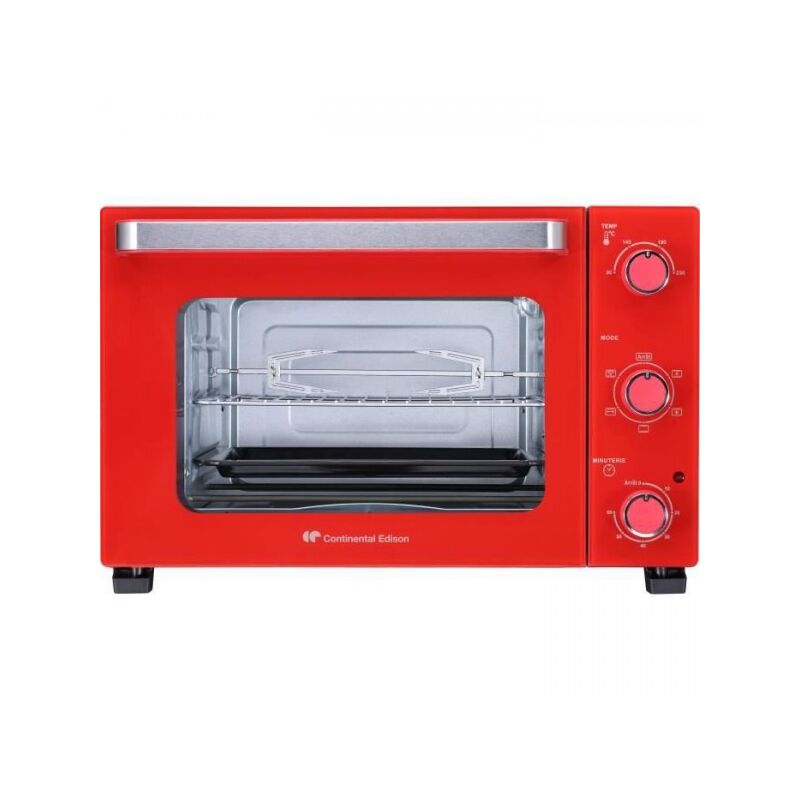 foto del prodotto continental edison cemf35r miniforno elettrico 35l rosso 1500w girarrosto, convezione naturale