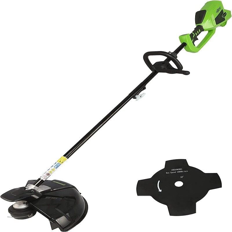 foto del prodotto 40v decespugliatore a batteria con motore brushless, altezza regolabile, ampiezza taglio 40cm, filo nylon 2mm, lama 25cm, senza batterie e