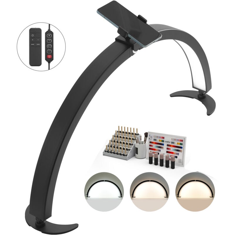 foto del prodotto 40w nail desk light lampada a mezzaluna con supporto per telefono, luminosit e temperatura del colore regolabili, luce led ad arco mophorn