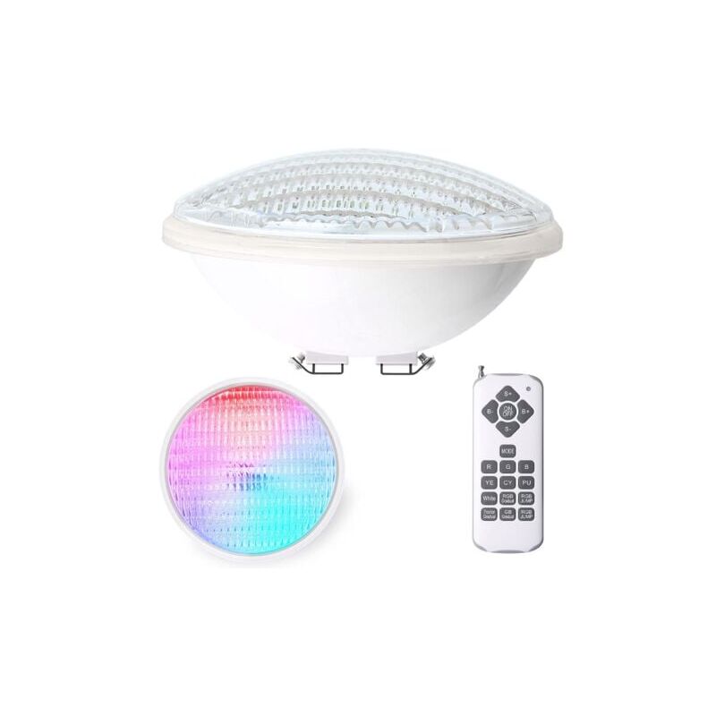 foto del prodotto 40w par56 led luce per piscina impermeabile ip68 rgb lampada da piscina sommergibile 12v dc ac faretto led colorato con telecomando 7 colori
