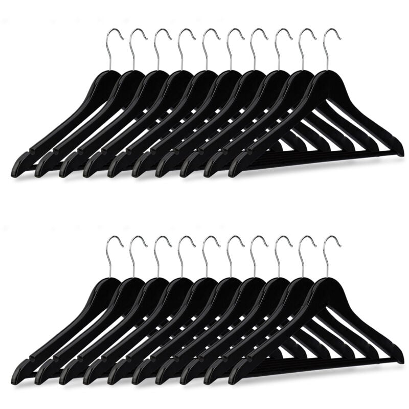 foto del prodotto 40x grucce appendiabiti in legno, stampelle per camicie e pantaloni, omino, appendino h x l 23 x 44 cm, nero