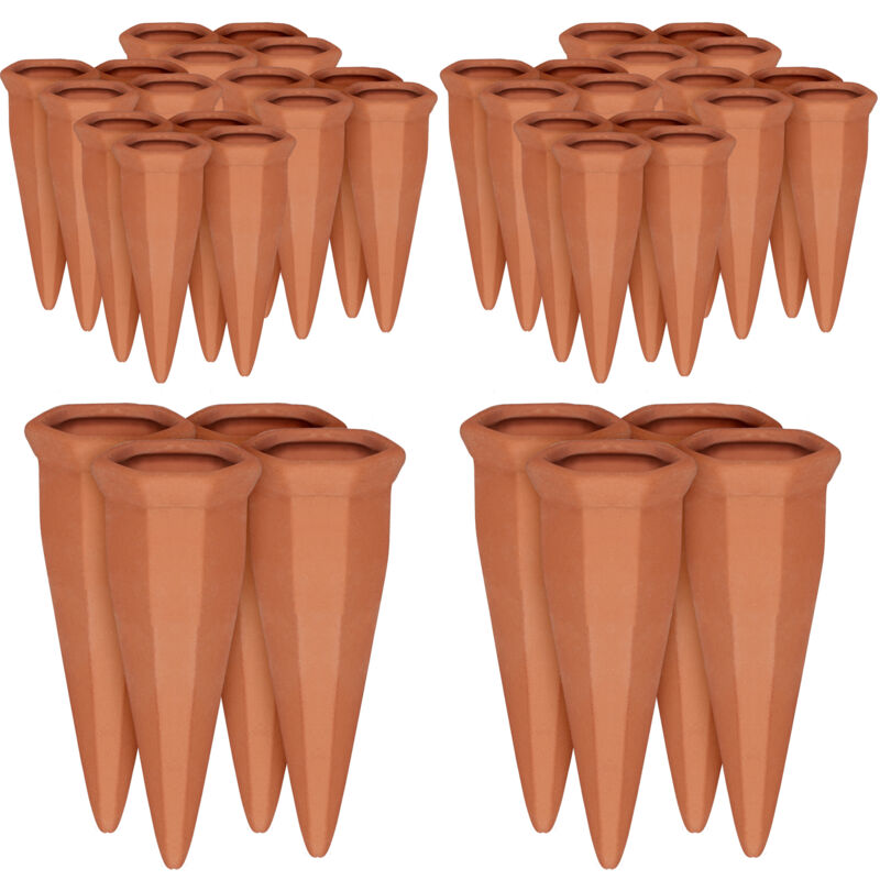 foto del prodotto 40x irrigatori in argilla per vasi, set da 4 innaffiatori per piante, per bottiglie di vino e pet, terracotta