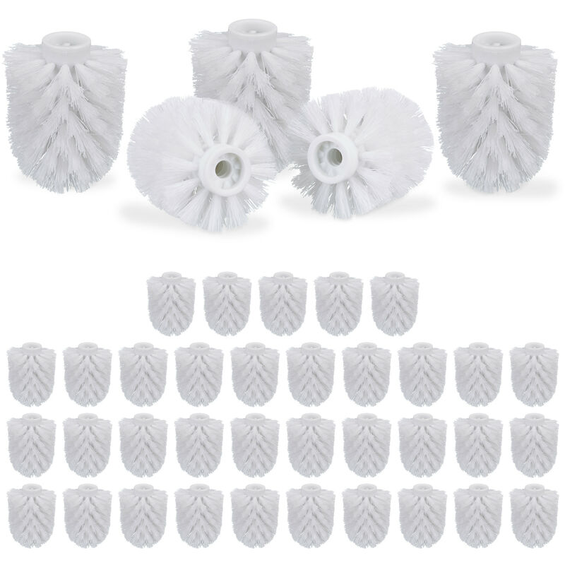 foto del prodotto 40x spazzole per scopino da bagno, ciuffo di ricambio spazzolone wc, filetto 9, 9,5 mm diametro 8 cm, bianco