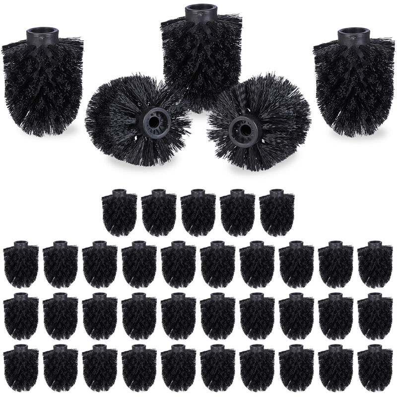foto del prodotto 40x spazzole per scopino da bagno, ciuffo di ricambio spazzolone wc, filetto 9, 9,5 mm diametro 8 cm, nero