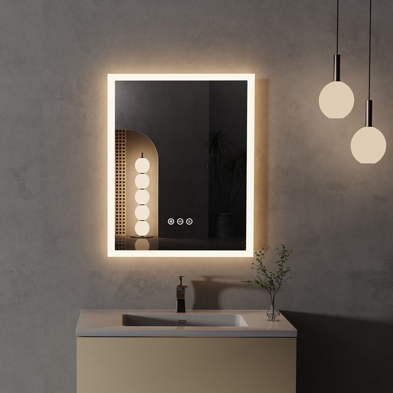 foto del prodotto 40x50cm specchio da bagno con led luce retroilluminato specchio smart rettangolare luvodi