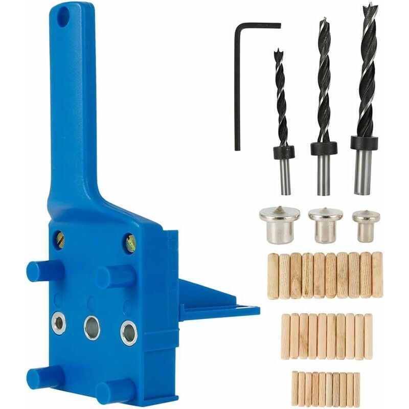 foto del prodotto 41 pezzi dima per fori tascabili, kit di guida per trapano dritto in legno da 6 8 10 mm, dima per tassellatura per carpenteria con fori dritti,