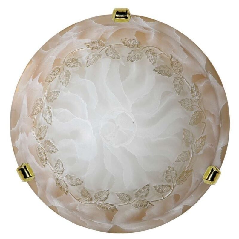 foto del prodotto argonauta plafoniera in vetro screpolato bianco sfumato ambra oro ganci oro diam.40 cm