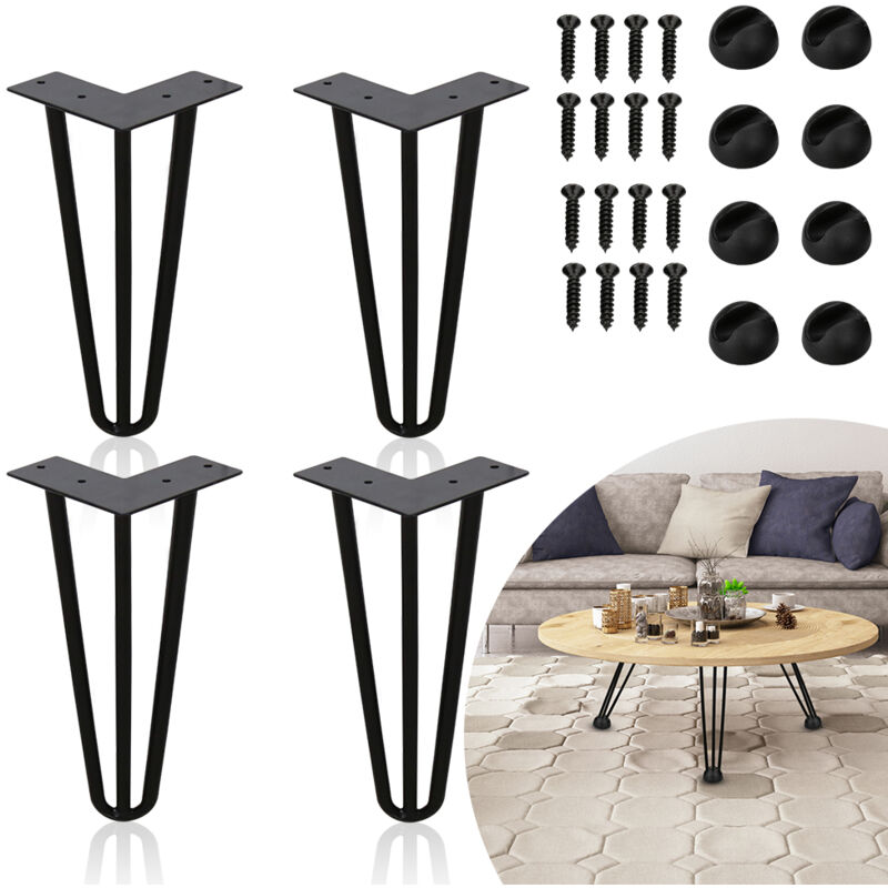 foto del prodotto set di 4 gambe hairpin legs telaio del tavolo tavolo runners legs tavolo da pranzo harpins gamba del tavolo 3 puntoni nero 15 cm hengda