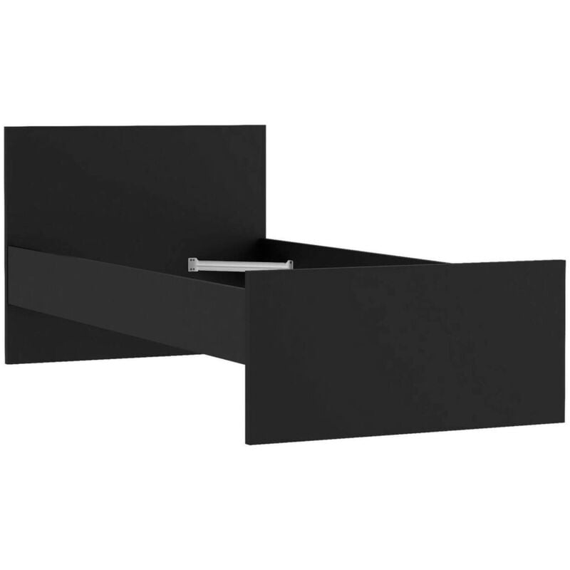 foto del prodotto letto singolo assar, sommier per camera da letto, giroletto per stanza, struttura porta materasso, 197x96 h80 cm, nero dmora