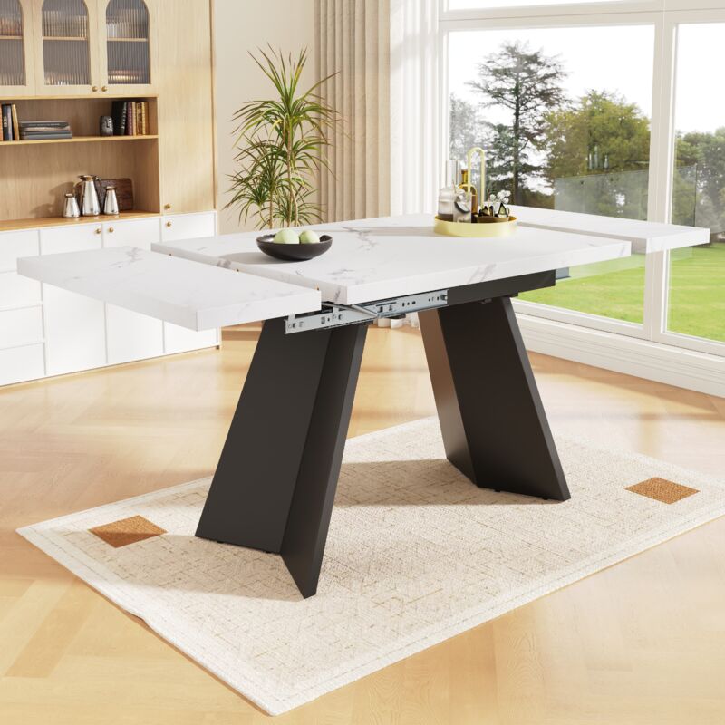 foto del prodotto okwish tavolo da pranzo telescopico 99 159 74 cm , tavolo da pranzo estensibile, tavolo da cucina salvaspazio, ampia superficie di lavoro,