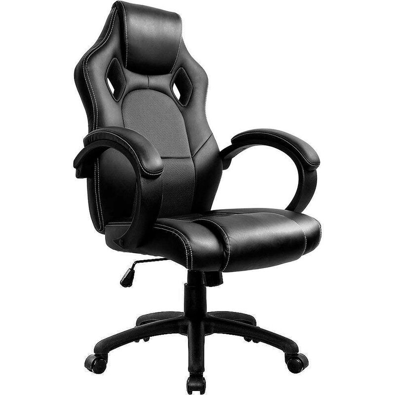 foto del prodotto bakaji sedia poltrona da ufficio direzionale ruote girevoli sportiva racer gaming nero