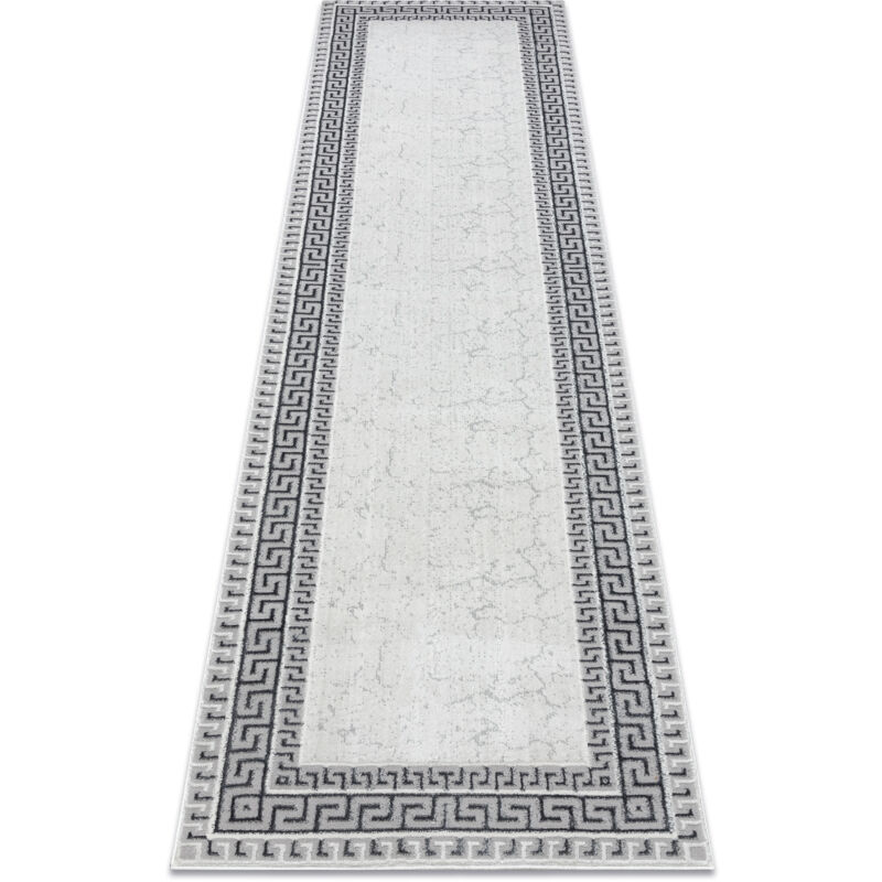 foto del prodotto tappeto, passatoia allure 1960 chiave greca, telaio strutturale, elegante, glamour bianca grigio grey 60x250 cm