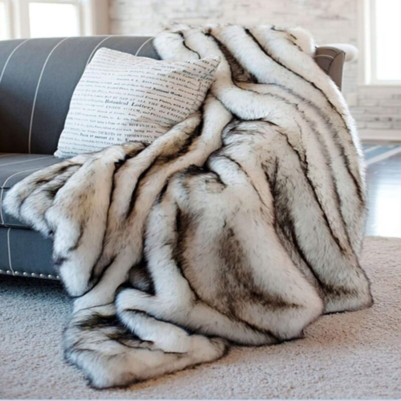 foto del prodotto bebusingoto coperta in pelliccia sintetica 60x150cm coperta in pelliccia sintetica di lusso coperta in pelliccia sintetica coperta decorativa