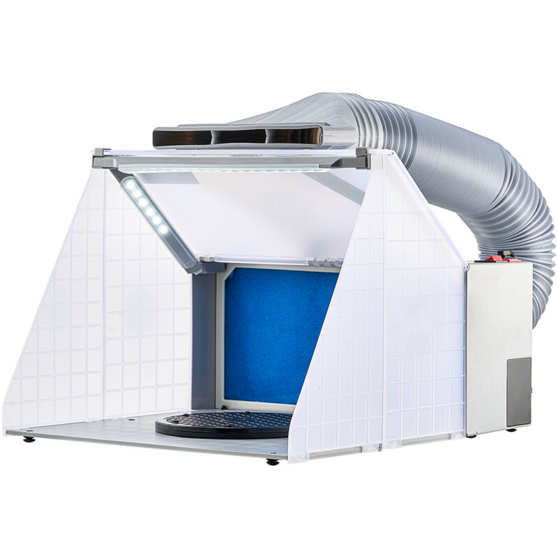 foto del prodotto mophorn cabina di verniciatura per aerografo, set cabina di verniciatura per aerografo 4 m min, luci a led, ventola di scarico tubo di prolunga,
