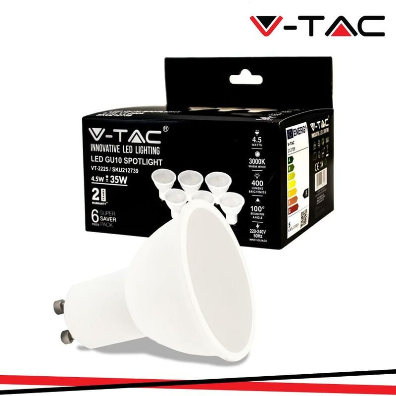 foto del prodotto led lampadina 4.5w gu10 smd white plastica milky cover 4000k 6pcs pack luce naturale
