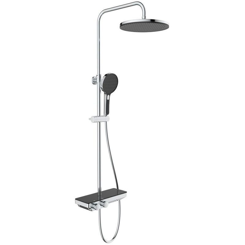 immagine 0 del prodotto colonna doccia con doccetta 3 getti, miscelatore termostatico, asta regolabile in altezza, nero cromo swiss aqua technologies