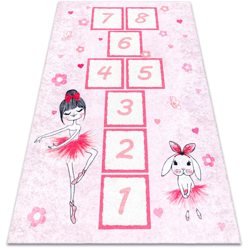 foto del prodotto tappeto lavabile junior 51828.802 campana, ballerina per bambini antiscivolo rosa pink 140x190 cm