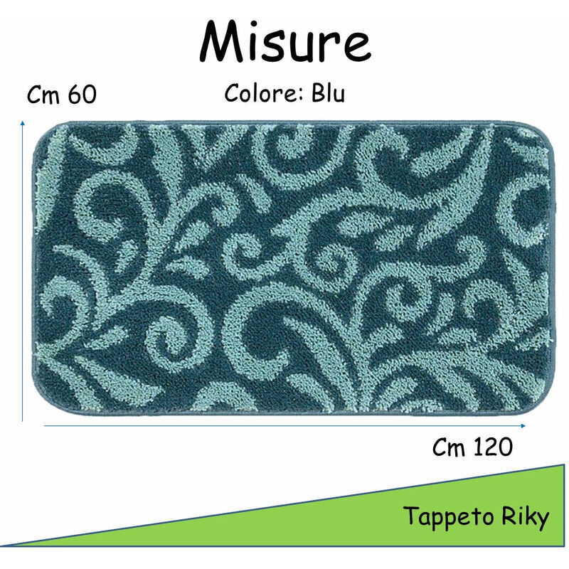 foto del prodotto tappeto bagno lavabile antiscivolo riky cm 60x120 blu