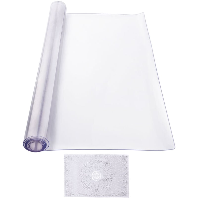 foto del prodotto mophorn tovaglia protezione tavolo, tappetino da tavolo rettangolare in plastica 609,6 x 1219 mm pellicola protettiva impermeabile per tavolo,