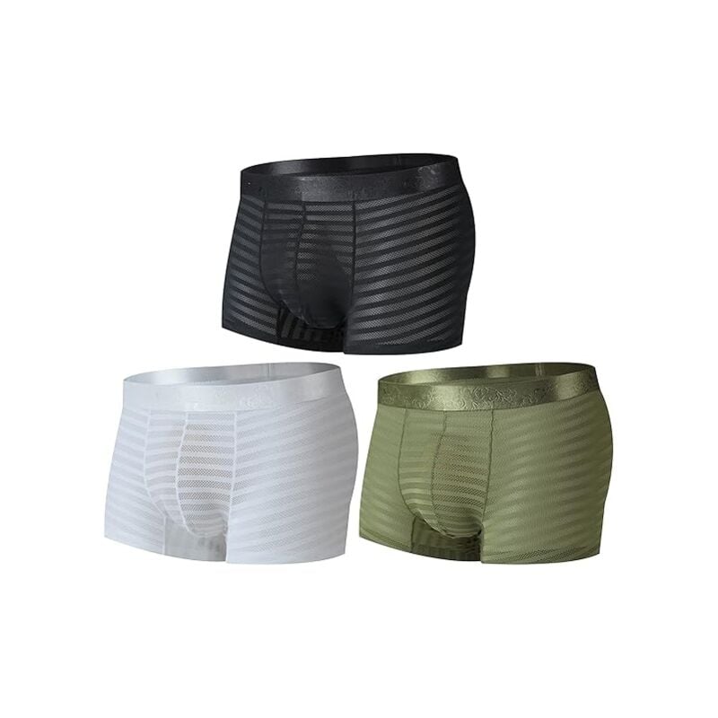 foto del prodotto boxer da uomo sexy, in morbida seta ghiacciata, traspiranti, comodi boxer trasparenti, in rete trasparente, taglia xxl bebusingoto