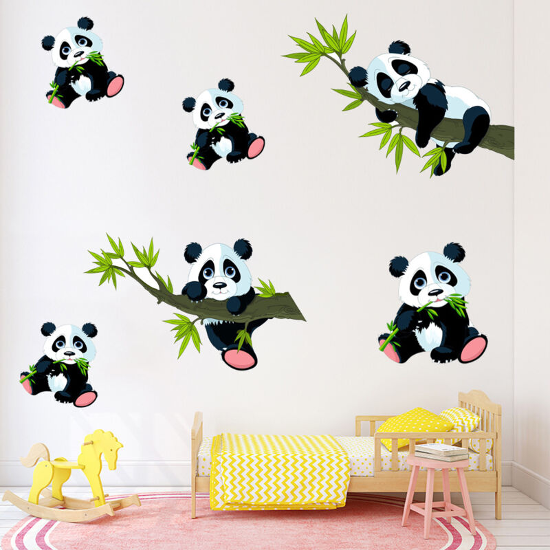 foto del prodotto bebusingoto adesivi murali panda e bamb , adesivi murali animali, decorazioni murali per cameretta bambini, sala giochi, cameretta dei bambini