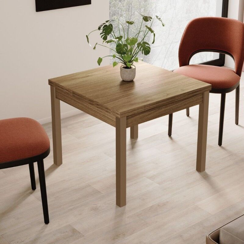 foto del prodotto tavolo quadrato raddoppiabile colore noce naturale 90x90 cm firenze